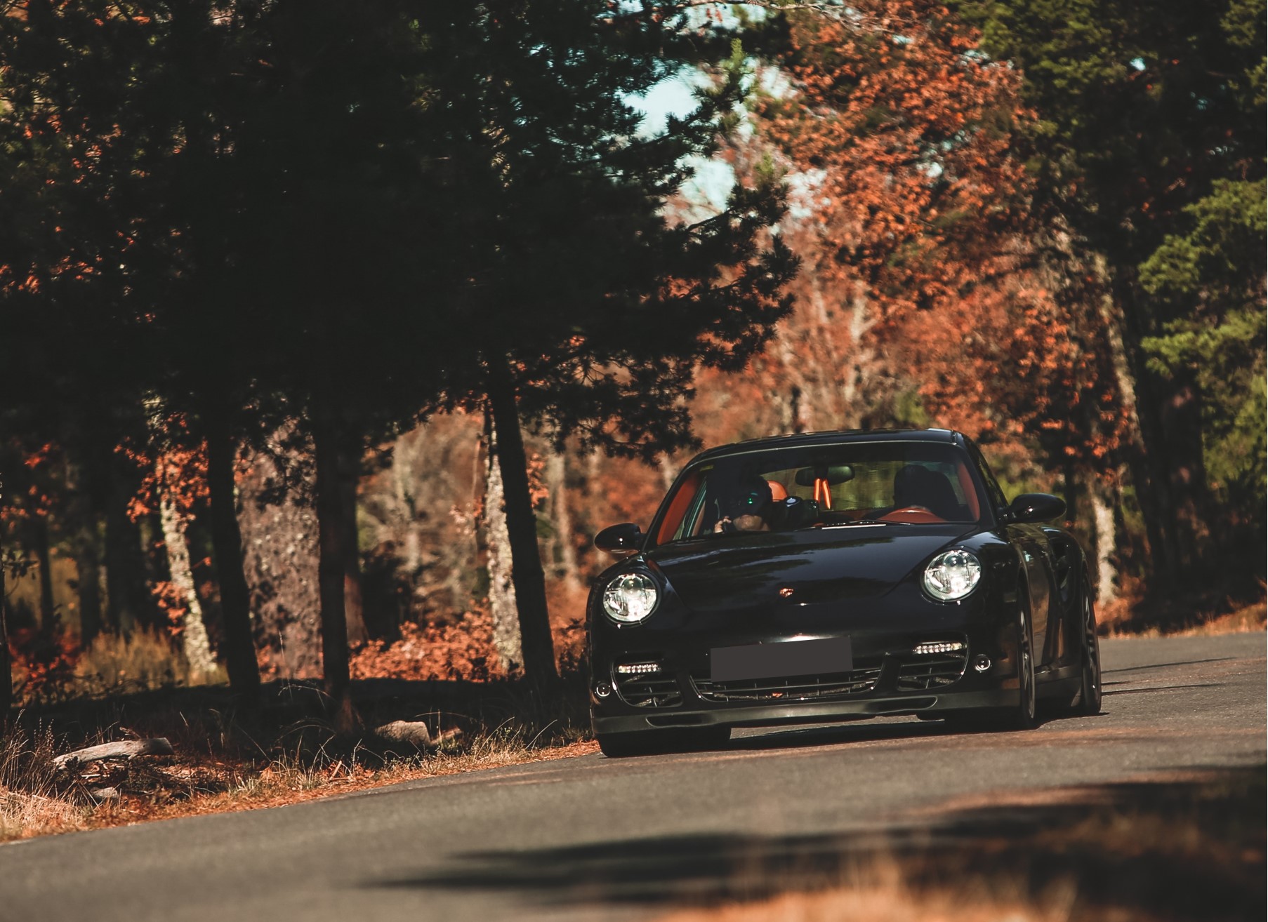 Porsche 911 Turbo en ruta de otoño